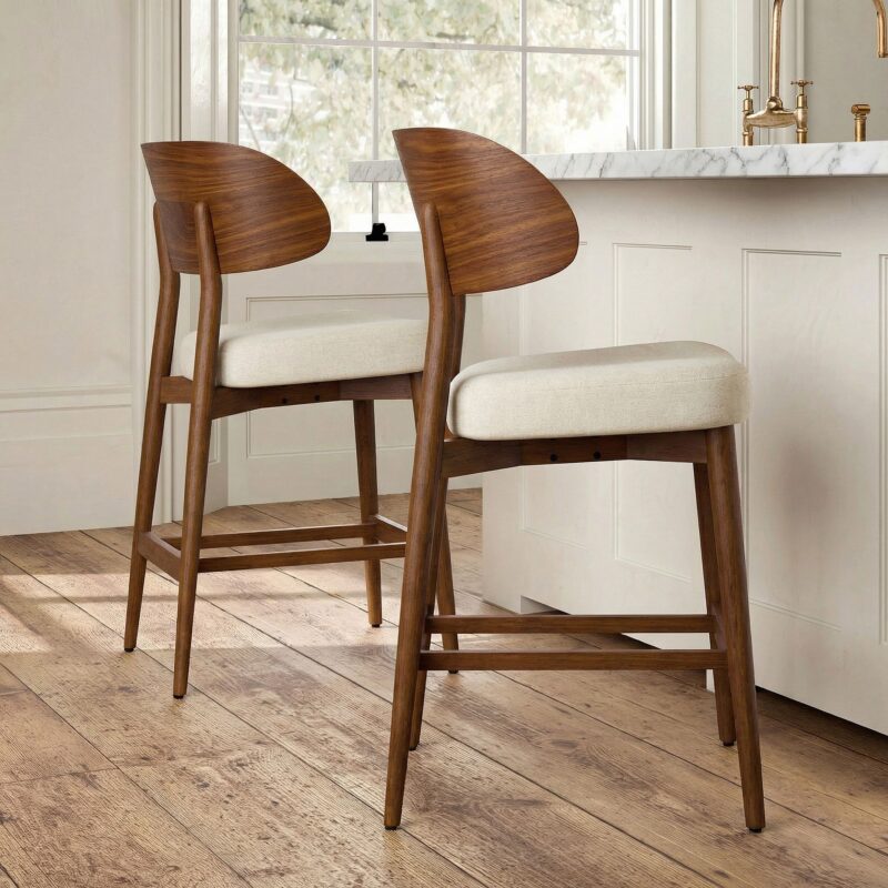 Amelia Counter Stool Wooden Backrest
