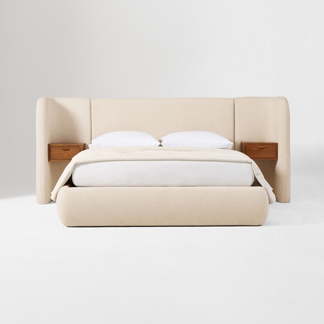 Ekhaya Chamberlain Wingback Bed with Charging Nightstands
