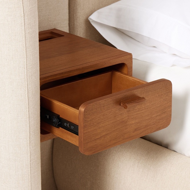 Ekhaya Chamberlain Wingback Bed with Charging Nightstands
