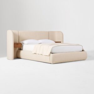 Ekhaya Chamberlain Wingback Bed with Charging Nightstands