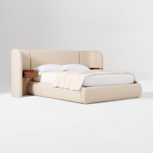 Ekhaya Chamberlain Wingback Bed with Charging Nightstands