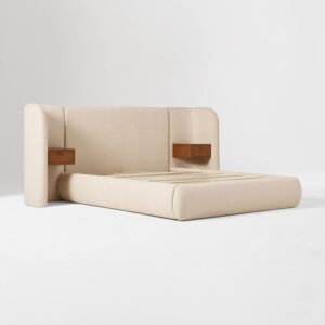 Ekhaya Chamberlain Wingback Bed with Charging Nightstands