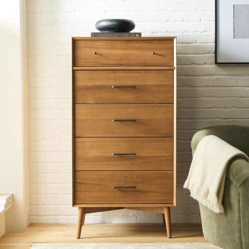 Lucille Mid Century 5 Drawer Tallboy 68cm