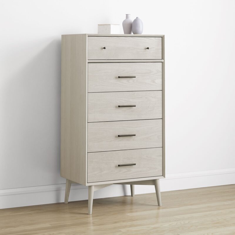 Lucille Mid Century 5 Drawer Tallboy 68cm