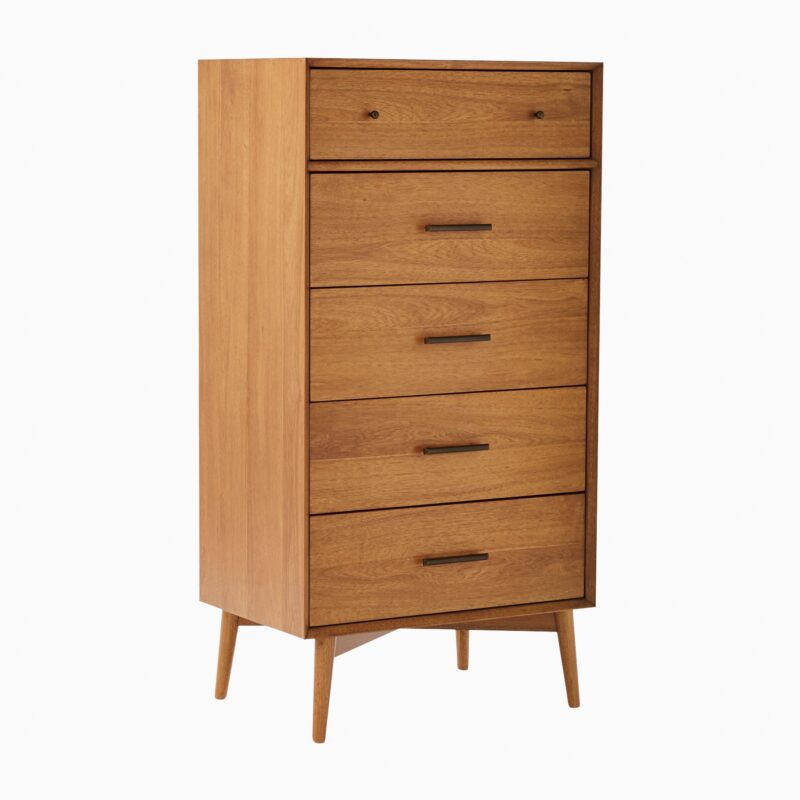 Lucille Mid Century 5 Drawer Tallboy 68cm