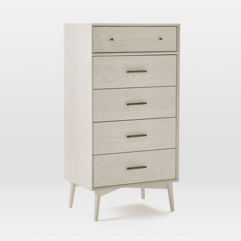 Lucille Mid Century 5 Drawer Tallboy 68cm