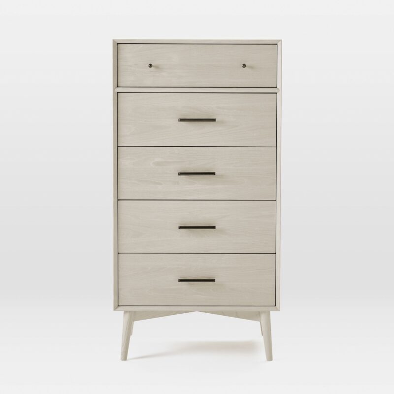 Lucille Mid Century 5 Drawer Tallboy 68cm