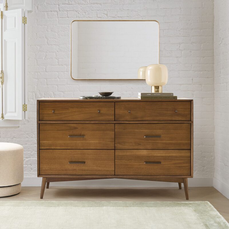 Lucille Mid Century 6 Drawer Dresser 142cm