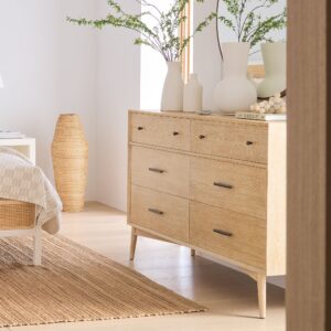 Lucille Mid Century 6 Drawer Dresser 142cm