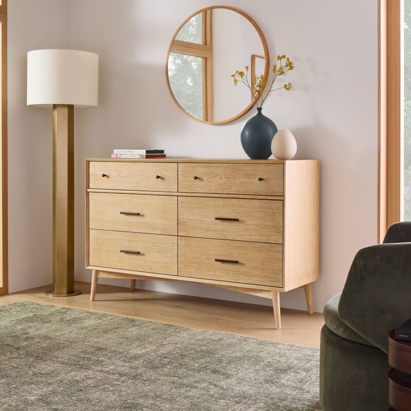 Lucille Mid Century 6 Drawer Dresser 142cm