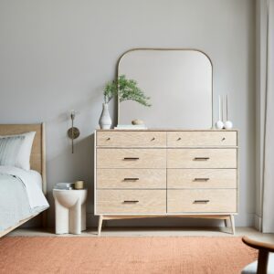 Lucille Mid Century 8 Drawer Dresser 149cm