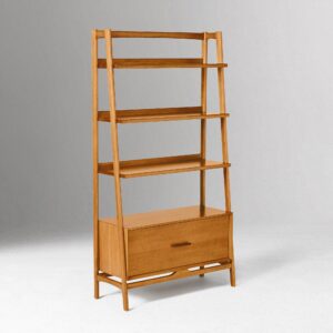 Lucille Mid Century Ladder Bookshelf with Drawer