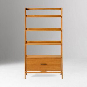 Lucille Mid Century Ladder Bookshelf with Drawer