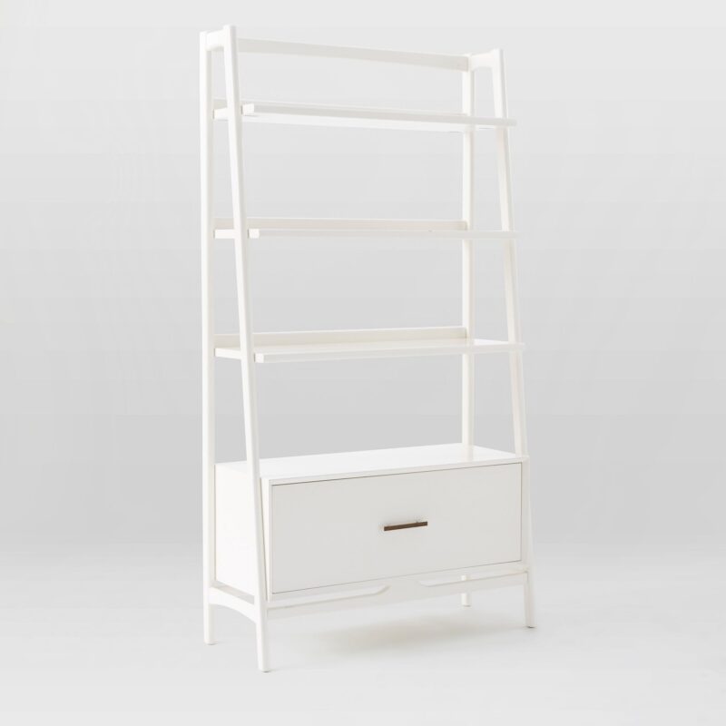 Lucille Mid Century Ladder Bookshelf with Drawer