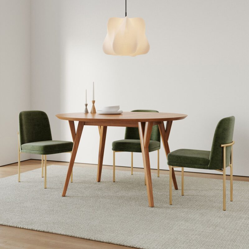 Lucille Mid Century Round Extendable Dining Table