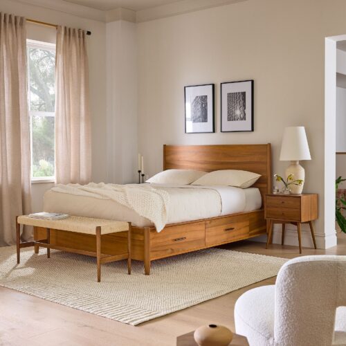 Lucille Mid Century Wooden Storage Bed