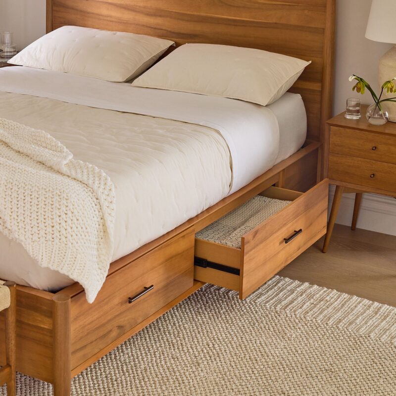 Lucille Mid Century Wooden Storage Bed