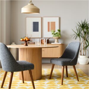 Lucille Upholstered Dining Chair with Wood Legs