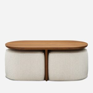 Luna Oval Coffee Table with Upholstered Ottomans