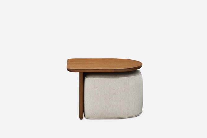 Luna Side Table with Upholstered Ottoman