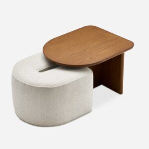 Luna Side Table with Upholstered Ottoman