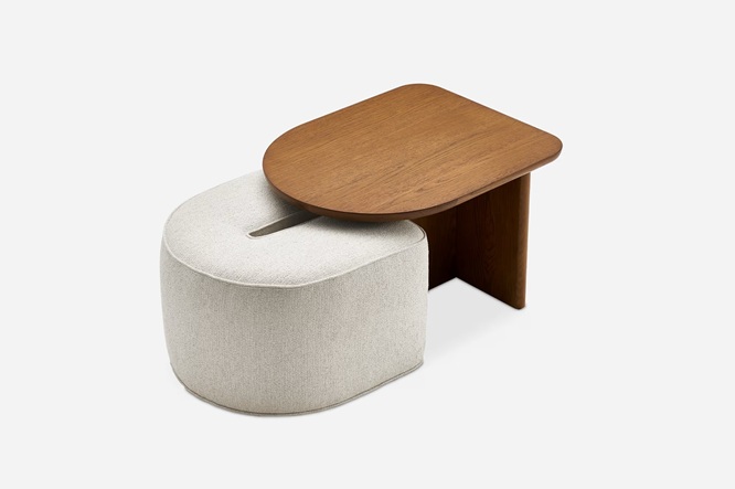 Luna Side Table with Upholstered Ottoman
