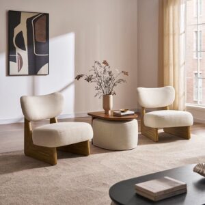 Luna Side Table with Upholstered Ottoman