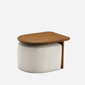 Luna Side Table with Upholstered Ottoman
