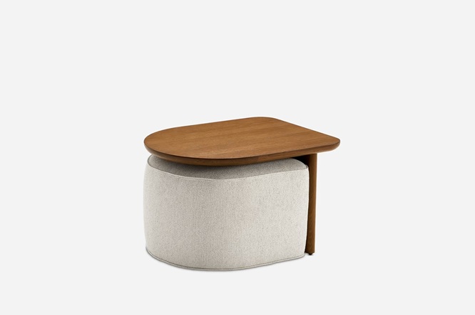 Luna Side Table with Upholstered Ottoman