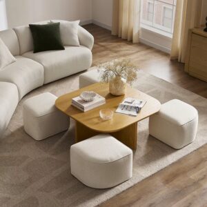 Luna Square Coffee Table with Upholstered Ottomans