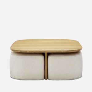 Luna Square Coffee Table with Upholstered Ottomans
