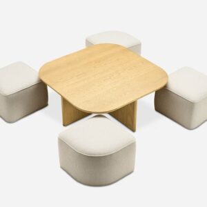 Luna Square Coffee Table with Upholstered Ottomans