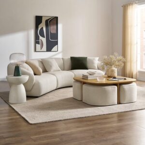 Luna Square Coffee Table with Upholstered Ottomans