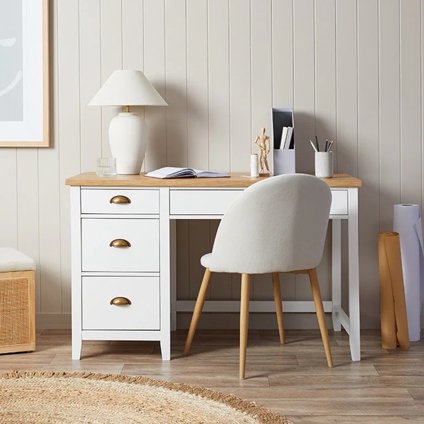Archie Desk - White/Natural