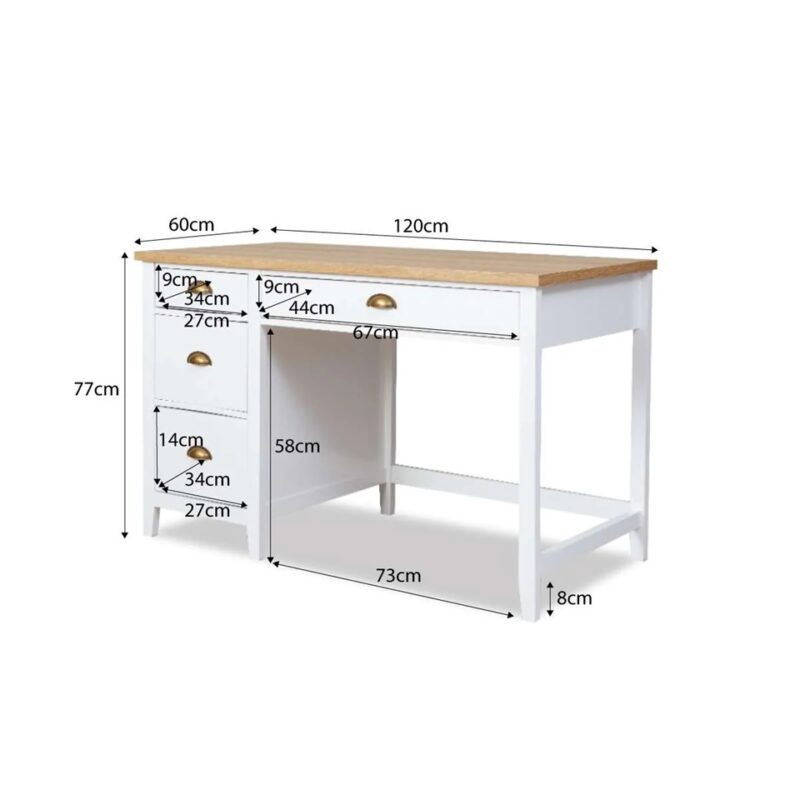 Archie Desk - White/Natural