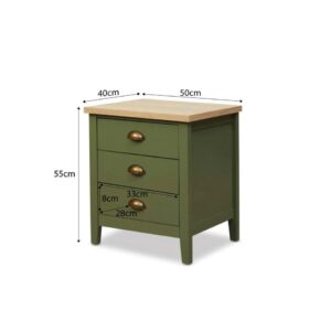 Archie Three Drawer Pedestals - Olive Green/Natural