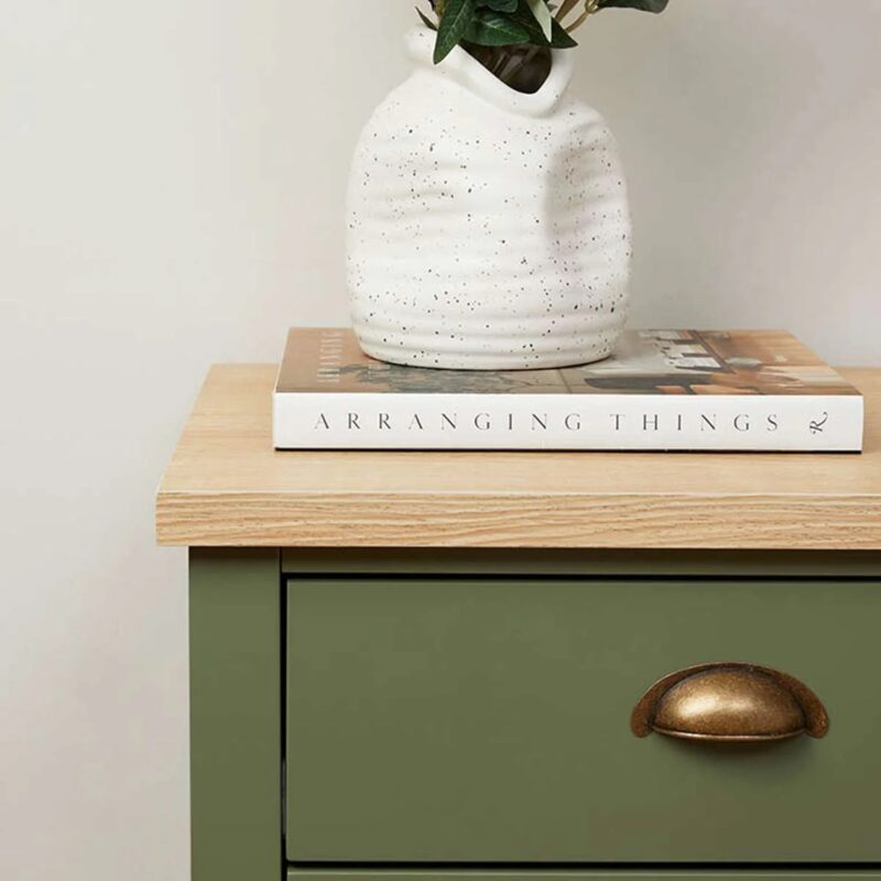 Archie Three Drawer Pedestals - Olive Green/Natural