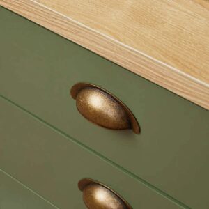 Archie Three Drawer Pedestals - Olive Green/Natural
