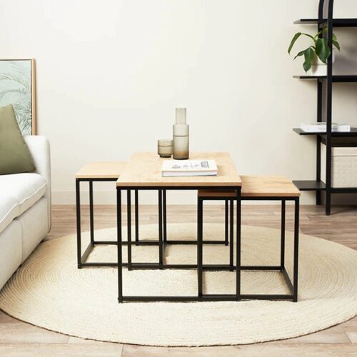 Kairo Coffee and Side Table Set 1 Kairo Coffee and Side Table Set - Natural/Black