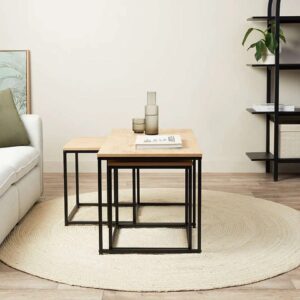 Kairo Coffee and Side Table Set - Natural/Black