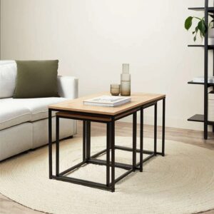 Kairo Coffee and Side Table Set - Natural/Black