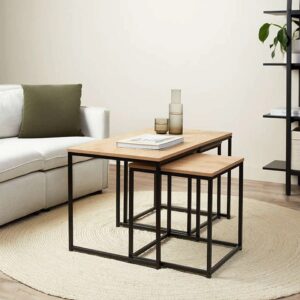 Kairo Coffee and Side Table Set - Natural/Black