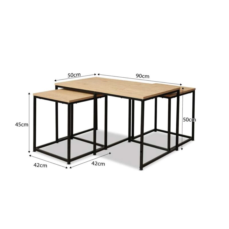 Kairo Coffee and Side Table Set - Natural/Black