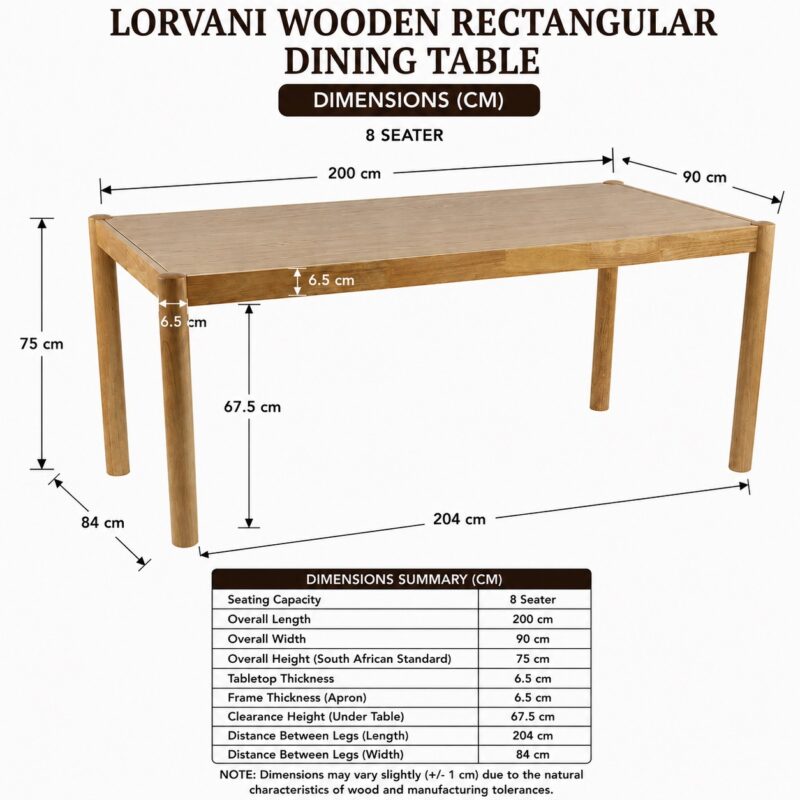 Lorvani Wooden Rectangular Dining Table