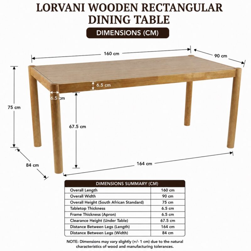 Lorvani Wooden Rectangular Dining Table