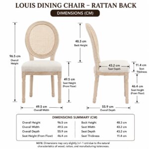 Louis Dining Chair Rattan Back-PU Grey