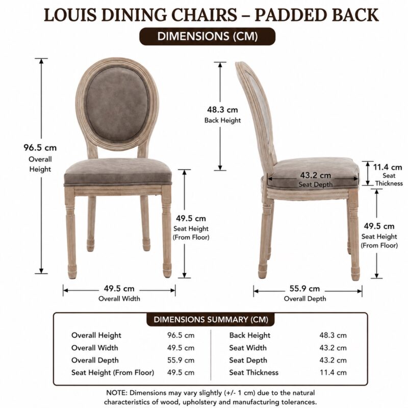 Louis Dining Chair Padded Back-Linen