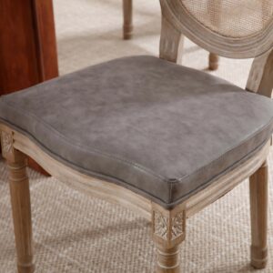 Louis Dining Chair Rattan Back-PU Grey