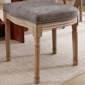 Louis Dining Chair Rattan Back-PU Grey
