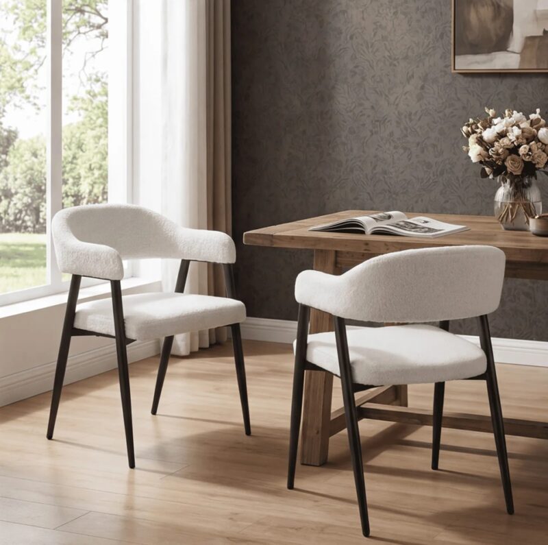Lunara Dining Chair-Sherpa White